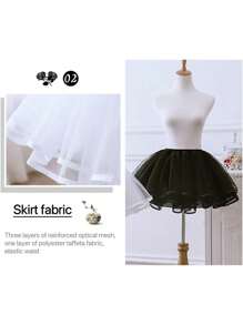 1pc Polyester Mini Lolita Petticoat Skirt, 35cm, Daily Soft Mesh 3-Layers Underskirt, Suitable For All Seasons