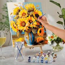 40x50cm/16 英寸 X 20 英寸 - 1 件 DIY 成人数字油画套装，向日葵系列图案，适用于家庭办公室、卧室、客厅装饰 - 彩色 - 查看 11