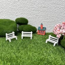 6 sztuk białych ławek parkowych Micro Landscape z unikalnym wzorem serca - urocze ozdoby dekoracyjne do Twojego miniaturowego ogrodu - Biały - Zobacz 5