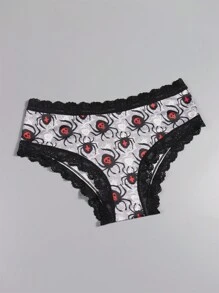 Dircho 10pcs Women Sexy Cute Gothic Chic Low-Rise Briefs - Contrast Lace, Allover Halloween Skull & Eyeballs & Stars & Jack-O-Lanterns Allover Print, Comfortable Hipster Panties For Women - Halloween Lingerie & Underwear-Comfortable, Assorted Styles, Perfect Gift Idea For Special Occasions Or Daily Wear - Multicolor - View 8