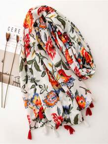 Elegant Style Scarf Fashionable Women's Silk Scarf New Breathable Tassel Shawl Spring Summer Vibrant Long Scarf Outdoor Sun Protection Beach Towel Versatile Headscarf - Multicolor - View 3