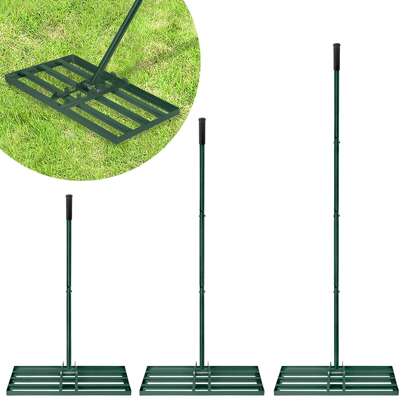  VA-Cerulean Metal Rake 25x50cm 25x75cm Leveler Lawn Rake Golf Garden Grass Leveling Rake With Non-Slip Rubber Handle Adjustable Length Levelawn Rake For Sanding Stripping Perfect Lawn Green