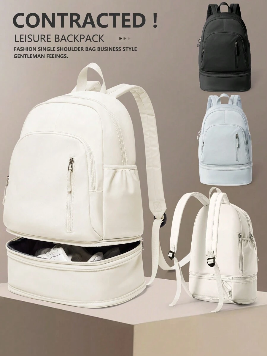 运动背包，简约学生背包，时尚背包，防水轻便大容量旅行背包，带鞋仓和防水口袋，便携式电脑背包，带笔记本电脑隔层，适合户外徒步、旅行、露营、运动、游泳，可折叠男士功能包，游泳包，送给朋友、爸爸、男朋友的礼物，男士夏季春假礼物，沙滩包，旅行包，书包，大学包，大容量包，旅行包，防水背包，沙滩周末包 - 彩色 - 查看 1