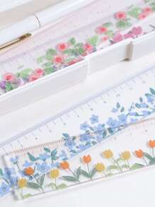 1Pc/4pcs,Plant Clear Ruler, Flower Ruler, Acrylic Ruler 5.91 Inch School Ruler With Centimeters For School And Office Needs!