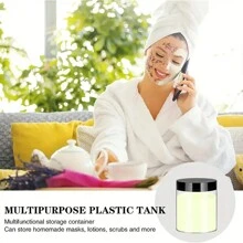 4pcs 7cm Dia. Plastic Storage Jars Lids, Paint/Cream/Mask Divider Bottles, PET Clear Sampling Cosmetic Containers, Includes 4pcs Reusable Black Label Stickers