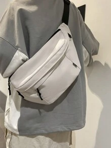 Casual Chest Bag, Couples, Fashion Shoulder Crossbody Bag, Large Capacity, Nylon, Black, White, Multi-Layer Messenger Bag, Sling Bag Travel Essentials Holiday Essentials Bag For Men Fanny Pack Bags Men Summer Back To School The Sporty Life Belt Summer Bag Springbreak Vacation Bag Pack Belt Bag Waist Bag School Supplies Belts New Life Items For Students Men Essentials Side Bag Graduation Small Bag For Men Body Bag For Men Belt Bag For Men Hiking Accessories - Multicolor - View 2