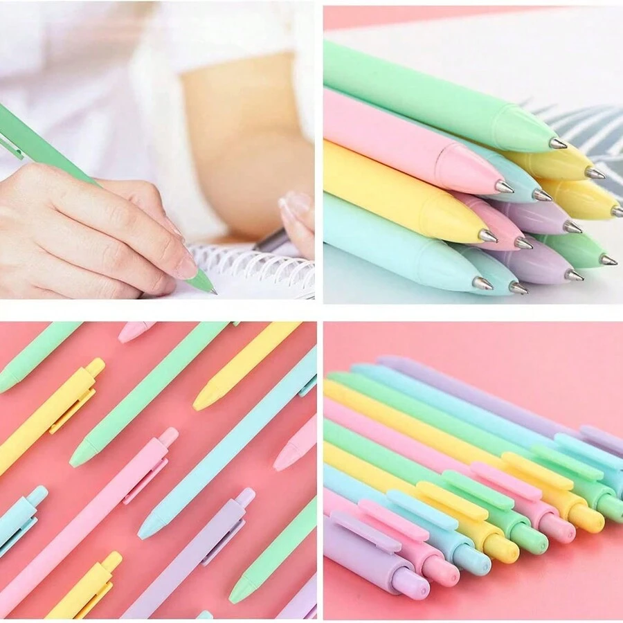 12 支 0.5 毫米细尖凝胶笔，带可伸缩黑色墨水，优雅柔软的凝胶墨水笔，书写流畅的凝胶笔 - 彩色 - 查看 1