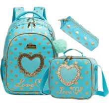3PCS School Backpacks For Girls Kids Backpack Set With Lunch Box Pencil Bag Elementary Primary Book Bags Fashionable Multi-Layer Backpack - Multicolor - View 11