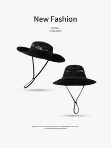 1pc Men's Mesh Breathable Bucket Hat, Outdoor Quick-Dry Hiking Sun Protection Wide Brim Fishing Camping Hat - Multicolor - View 5