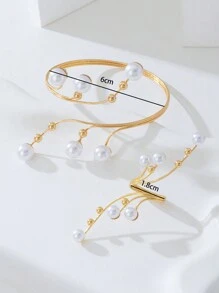 1 Set elegantes geometrisches Linien-Perlen-Schmuckset mit matter Einlage für Frauen, Geschenk für Feiertagsparty