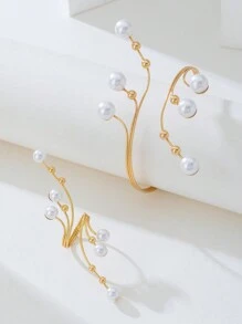 1 Set elegantes geometrisches Linien-Perlen-Schmuckset mit matter Einlage für Frauen, Geschenk für Feiertagsparty