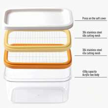 ANPHON Rectangular Butter Dish With Cutter, Butter Keeper Storage Box Container Plastic Butter Cutter Box Baking Tools For Easy Cutting - White - View 2