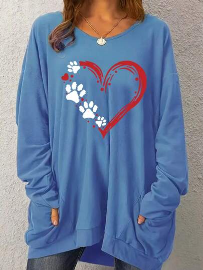 Hoodie in Große Größen, Damen Große Größen Langarm Rundhals Mikrofaser Stretch Loose Fit Hoodie