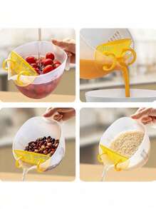 1pc Multifunctional Egg Liquid Measuring Cup With Strainer & Pour Spout, Home Rice Washing Filter Cup