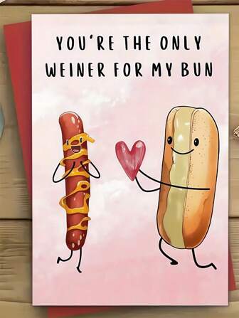 1 stuk grappige Valentijnsdagkaart met hotdog en broodje, romantische papierkunst, perfect cadeau voor echtgenoot, echtgenote, vriend, vriendin, Kerstmis en Valentijnsdag,