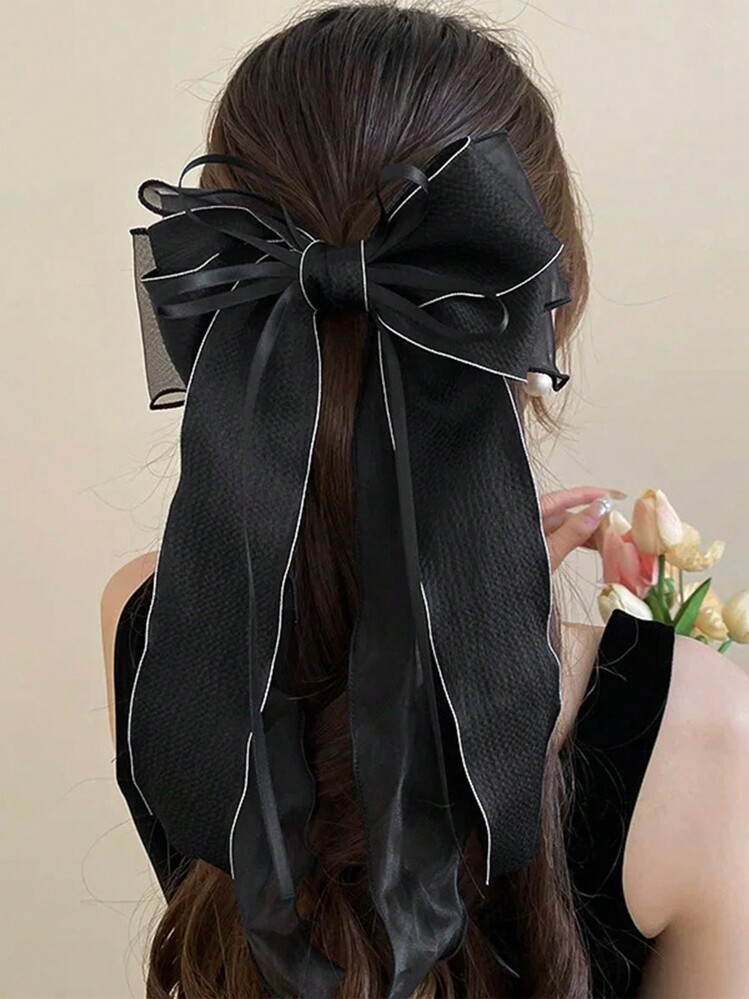 ブラックメッシュリボンヘアクリップ Amazon.co.jp: ブラック メッシュ チュール リボン バンス