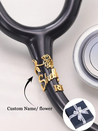 1 Piece Custom Stethoscope Name Ring, Personalized Nurse Doctor Name Ring, Stainless Steel Open-End Ring, Custom Name Birthday Flower Ring Stethoscope Decoration Accessories, Ladies' Popular Jewelry Valentine's Day Gift, Birthday Gift, Commemorative Day Gift, Women's Jewelry, Customizable Items, Custom Products, Great Personalized Gifts For Nurse/Doctor Friends For Halloween/Christmas,Jewelry & Watches,Chic Autumn, Urban Chill, Delicate Romance, Look Glamour