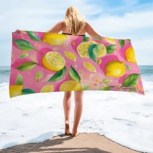 1 pièce Serviette de plage en fibre ultra-fine motif point de broderie. Serviette de plage à séchage rapide, serviette d'absorption de transpiration quotidienne, serviette de bain absorbante avec impression numérique. Serviette de bain extra-large pour plage, hôtel, natation, fitness en extérieur.