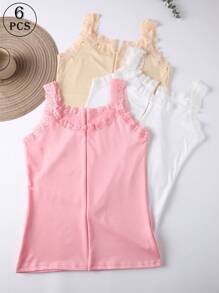 6 PCS Women Summer Tank Tops Lace Sleeveless Camisole