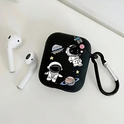 1pc Space Theme TPU Protective Case Compatible With Airpods 4th Gen 1/2/3/Pro/Pro2 - Shock-Proof AirPods Wireless Earphone Protective Cover With Astronaut And Planet Design (Comes With Carabiners)