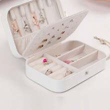 1 pieza Caja de joyería portátil de doble capa, organizador de joyas de viaje mini para aretes, anillos, collares, pulseras, almacenamiento multiusos, regalo del Día de San Valentín para joyas de mujer, para anillos, para collares, para pulseras, accesorio de joyería, bolsa de almacenaje de joyas, regalo de cumpleaños para mamá