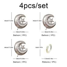 1 Set 4pcs Eid Al Adha Mubarak Foil Balloon Moon & Star Party Decoration