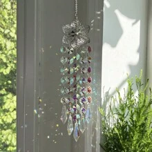 1 Piece Spring Flower Crystal Suncatcher Wind Chimes Crystal Prisms Hanging Suncatcher Pendant Home Decor Gifts