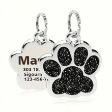 Customized Pet Paw Print ID Tag, Alloy Dog Tag, Engraved Cat Paw Pendant Tag, Dog Collar Nameplate