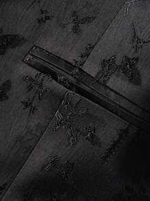 1 件女士优雅花卉 V 领背心，短袖涤纶西装外套，带仿口袋，单排扣春秋时尚背心