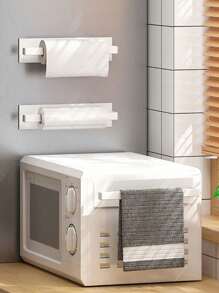 1 pieza Estantería de almacenamiento para baño, estantería de hierro montada en la pared, organizador de baño, apto para papel higiénico, tela, película de envoltura, tazas, cepillos, herramientas pequeñas, baño, refrigerador, puerta del gabinete, puerta del gabinete del baño, gabinete de vino