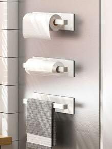 1 pieza Estantería de almacenamiento para baño, estantería de hierro montada en la pared, organizador de baño, apto para papel higiénico, tela, película de envoltura, tazas, cepillos, herramientas pequeñas, baño, refrigerador, puerta del gabinete, puerta del gabinete del baño, gabinete de vino