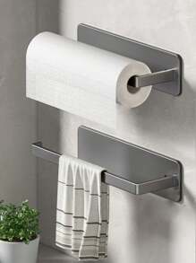 1 pieza Estantería de almacenamiento para baño, estantería de hierro montada en la pared, organizador de baño, apto para papel higiénico, tela, película de envoltura, tazas, cepillos, herramientas pequeñas, baño, refrigerador, puerta del gabinete, puerta del gabinete del baño, gabinete de vino