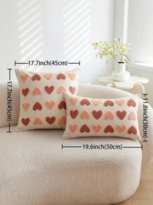 1 pièce Taie d'oreiller décorative beige avec cœur brodé pour la Saint-Valentin, convient pour la décoration intérieure, housse de coussin décorative pour le printemps/été, insert de coussin non inclus - Beige - Voir 4
