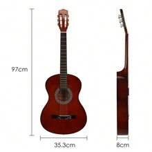 38 Inch Classic Guitar,A Quality Choice For Beginners And Music Lovers - Brown - View 3