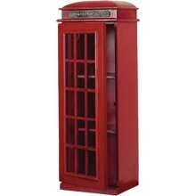 Deco 79 Wooden Telephone Room Storage Unit Vintage London Booth 2 Shelf Storage Cabinet, Accent Cabinet 11" X 9" X 30", Red - Red - View 1