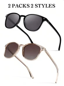 2 paires de lunettes de soleil classiques pour femmes, lunettes de soleil polarisées avec protection UV400