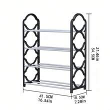 1pc 4-Tier Shoe Rack Organizer, Stainless Steel Pipe And Plastic Bracket - Space-Saving, Easy To Assemble, Ideal For Entryway & Hallway, Multi-Compartment Design For Sneakers & Casual Shoes, Shoe Storage Organizer, Utility Racks - trắng - Xem 5