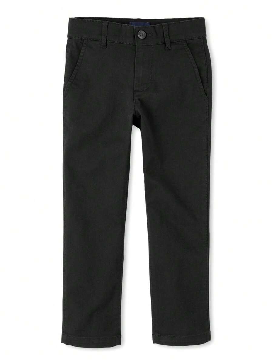 The Children's PLACE Boys Uniform Stretch Straight Chino Pants - Black - View 1
