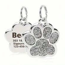 Customized Pet Paw Print ID Tag, Alloy Dog Tag, Engraved Cat Paw Pendant Tag, Dog Collar Nameplate