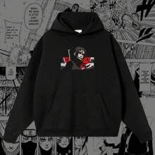 Itachi Uchiha Embroidered Oversize Hoodie Naru-To - Black - View 1