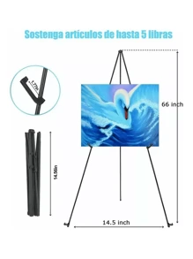 Caballete plegable instantáneo de 168cm, pintura artística portátil, soporte de exhibición de Metal de aluminio negro súper resistente, trípode de caballete para artista - Negro - Ver 2