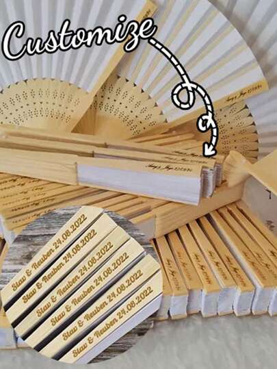 Abanicos personalizados para bodas, recuerdos de fiesta nupcial con grabado personalizado, abanicos plegables de papel blanco y bambú con grabado personalizado, regalos pequeños personalizados impermeables, anti-moho, con estilo, adorables, de alta calidad, personalizados para salas de té, hogar, jardín, oficina, para aniversarios, San Valentín, Día de la Madre, cumpleaños, Día del Padre, graduación, bodas, inauguración de casa
