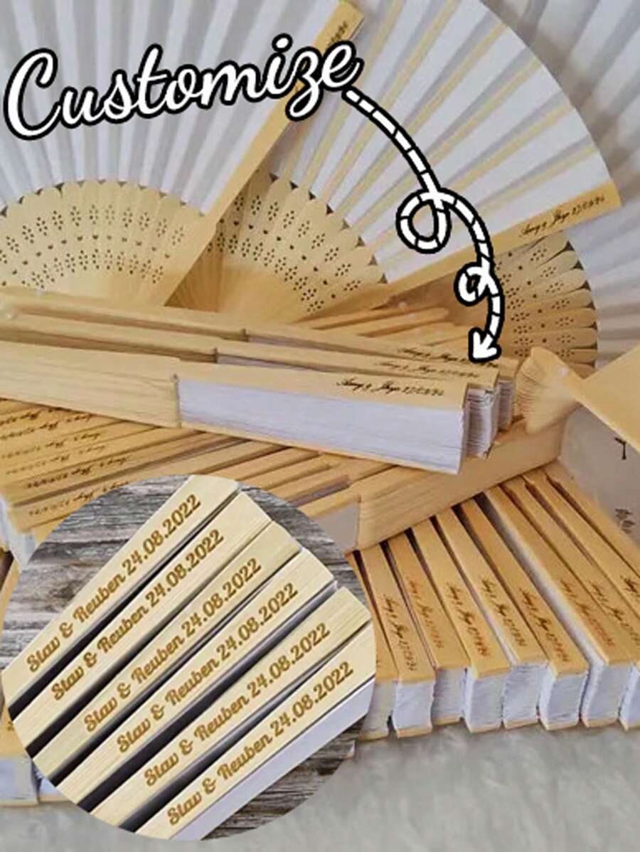 个性化婚礼扇，刻字新娘回礼，定制刻字白纸竹折扇，个性化小礼物，防水防霉，时尚可爱，高品质定制，适用于茶室、家居、花园、办公室、周年纪念、情人节、母亲节、生日、父亲节、毕业典礼、婚礼、乔迁庆典等各种场合。，Poetcore，永恒之爱 - 彩色 - 查看 1