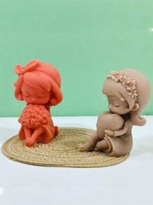 2 件/套 3D 玫瑰心形女孩蜡烛硅胶模具 DIY 小女孩祈祷坐姿公主摆件手工香薰蜡烛石膏树脂模具情人节家居装饰礼物 - 彩色 - 查看 6