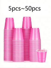 1-100pcs Mini Party Cups, Reusable Small Cups, Party Game Bullet Cup, For Snacks Juice, Perfect For Any Parties - Pink - View 3