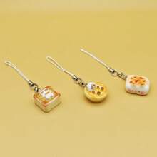 3PCS Set Super Cute Japanese Style Cat Bread Phone Charms: Kitten Toast Keychains, Adorable Bag Pendant, Perfect Gift