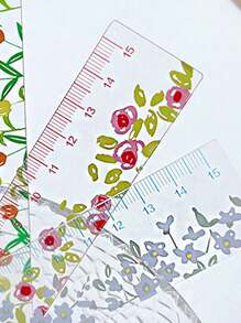 1Pc/4pcs,Plant Clear Ruler, Flower Ruler, Acrylic Ruler 5.91 Inch School Ruler With Centimeters For School And Office Needs!