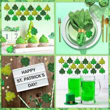 12pcs St Patricks Day Mini Shamrock Ornaments For Small Tree Decorations Good Luck Clover Hanging Bauble Green Glitter Matte Trefoil Irish Ornaments For Saint Patricks Day Tree Shelf Decor Party Favors Supplies - Colorful - View 7