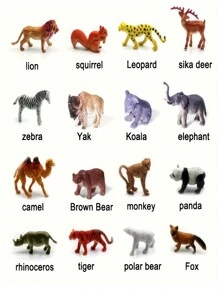 53 件/套迷你动物玩具套装，野生动物小雕像玩具，用于认知学习，逼真的动物园动物玩具套装，动物学习教育玩具，多动物玩具套装和栅栏和树木组合套装，老虎狮子男孩礼物迷你可爱蛋糕礼物 - 彩色 - 查看 4