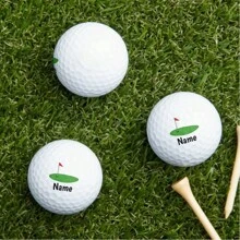 3 pièces Balles de golf personnalisées, personnalisez votre nom sous le logo vert, balles de pratique rondes en caoutchouc à double couche, convient pour les sports d'extérieur et d'intérieur, cadeau de golf parfait pour papa, père, oncle, frère, mari, fils, mère, femme, sœur, professeur, ami, patron, collègue